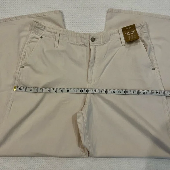 NWT Madewell Wide Sweep Trousers Minimalist Wide Leg Cream Denim Jeans 33 FLAW - Picture 8 of 15